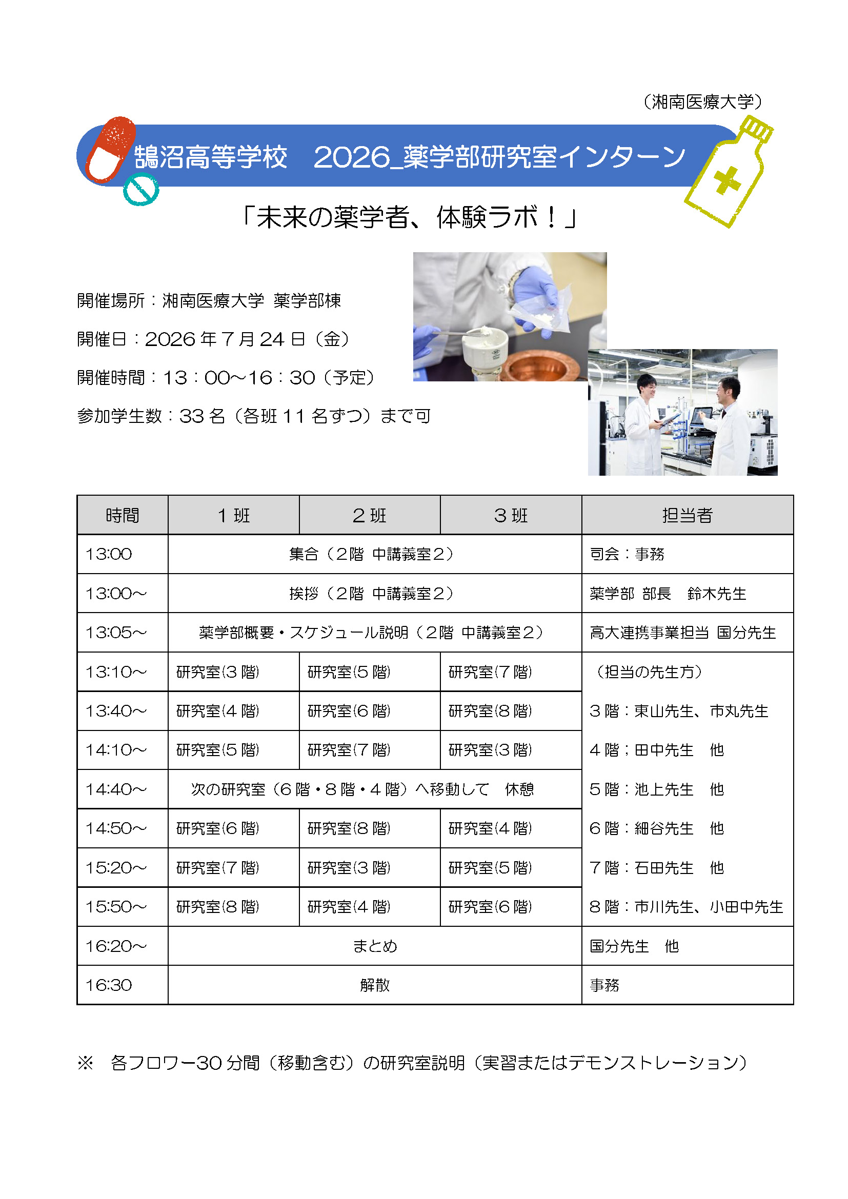 鵠沼高等学校 薬学部研究室インターン[資料]